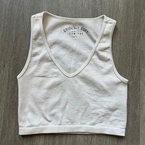 small american eagle seriously soft white cropped tank top
